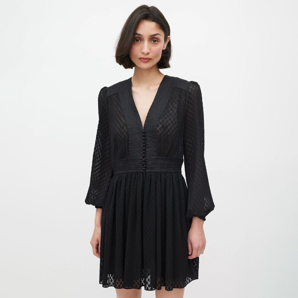 Zimmermann Plisse Dot Mini Dress Black Zimmermann 0 US 4